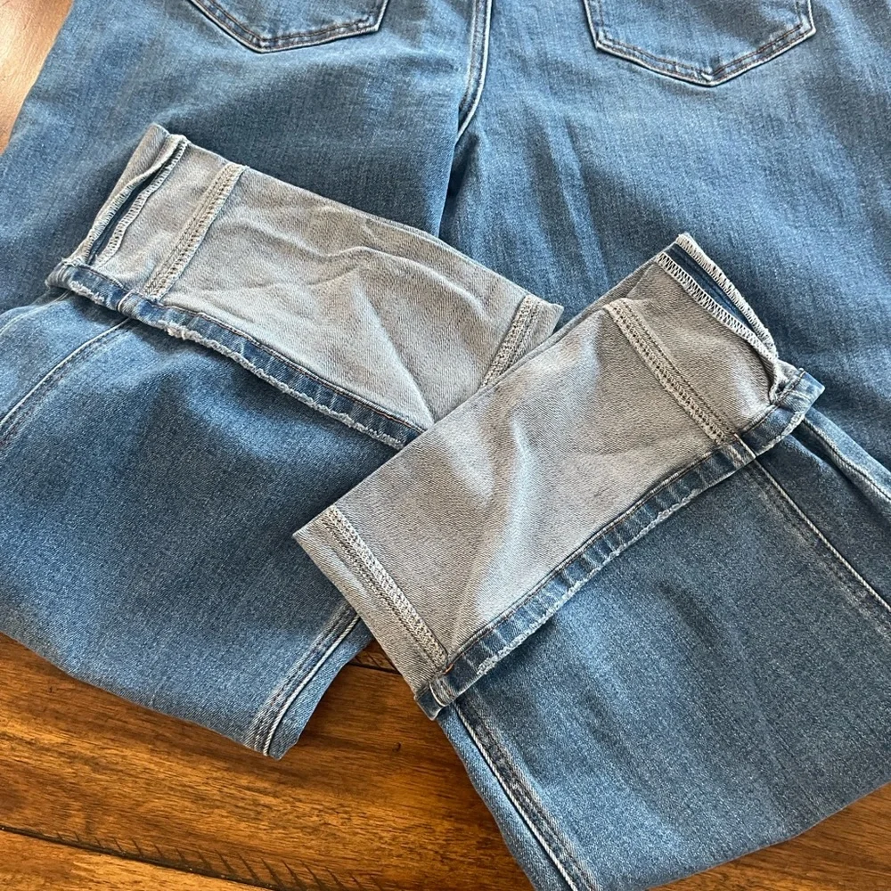 Flying Monkey high rise wide cuffed wide leg medium wash blue denim jeans sz 31 - Picture 9 of 16